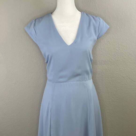 Halogen V-Neck Cut Out Short Sleeve Kentucky Light Blue Midi Dress Small NWT - Picture 5 of 16
